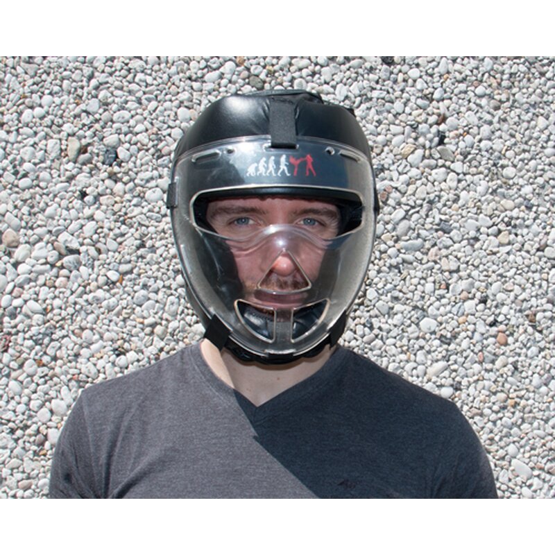 Krav Maga head protection / leather helmet with clear visor / face pr