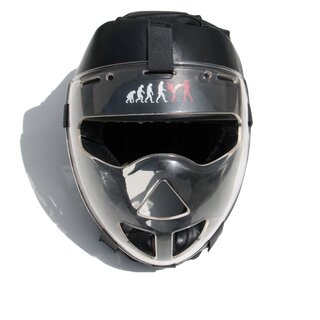 Krav Maga Kopfschutz / Schutzhelm  aus Leder mit durchsichtigem Visier / Gesichtsschutz M