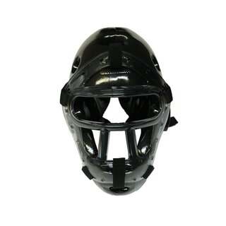 Kopfschutz aus PU mit durchsichtigem Schutzgitter in schwarz